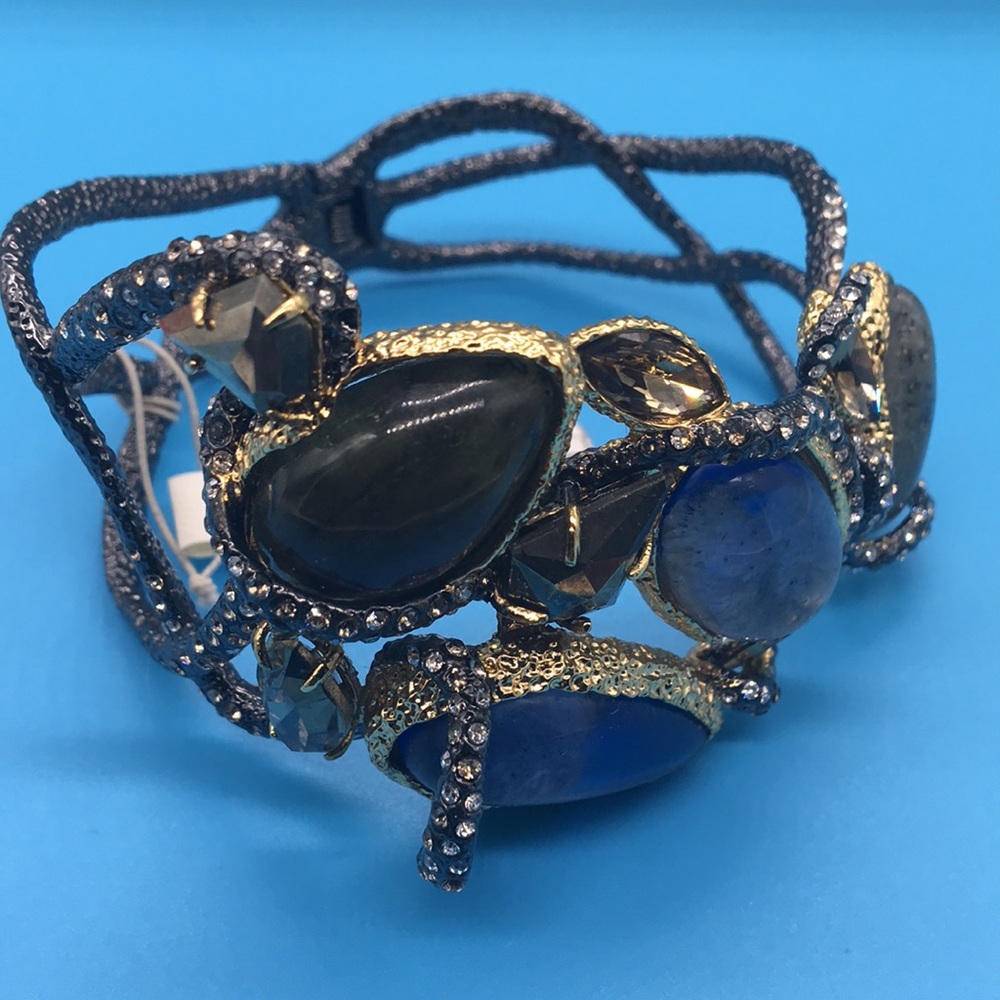 Vintage Hinged Custom Labradorite Bracelet